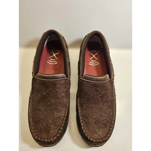 Twisted x Women's Slip-On Tooled Driving Moc SMUWDMS4 Brown Size 7.5 M - Picture 1 of 10